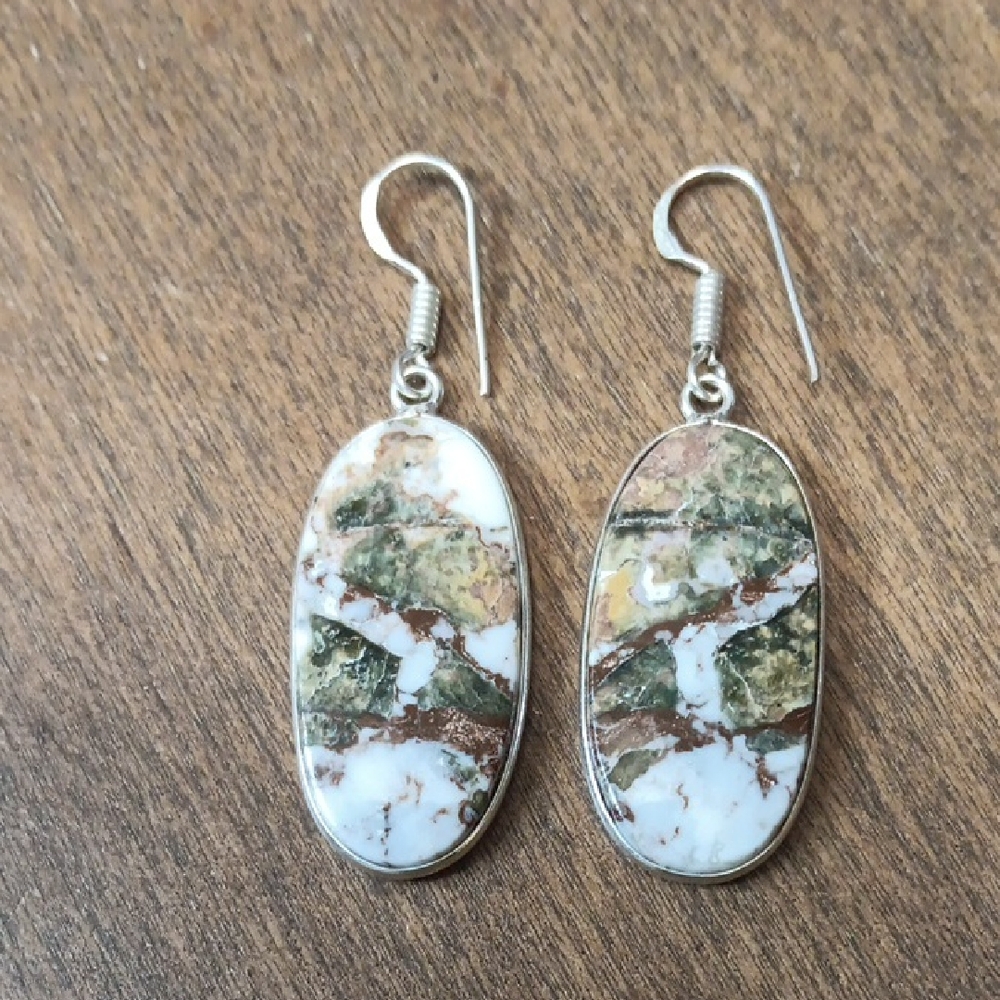 Elegant Silver and Green Stone Earrings